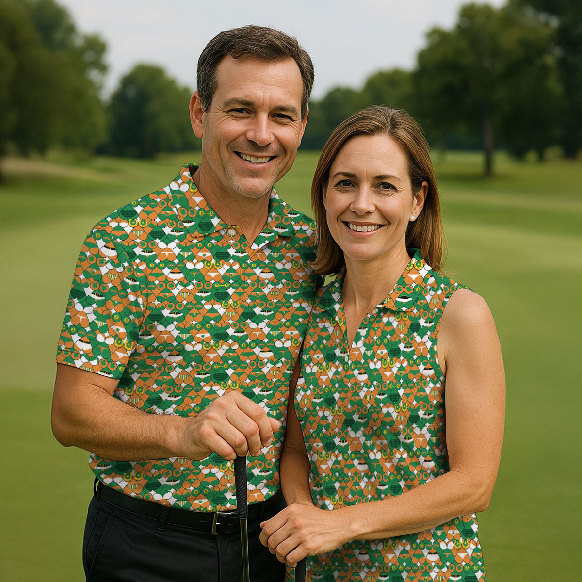 Naughty Fun Adult Humor St Patrick's Day Golf Shirt, Green Orange White Polo ShirtFor Men