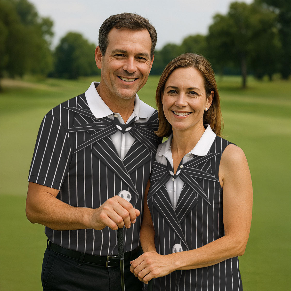 The Nightmare Man Golf Tops For Men, Fun Men's Golf Polos, Horror Cosplay Halloween Golf Shirt