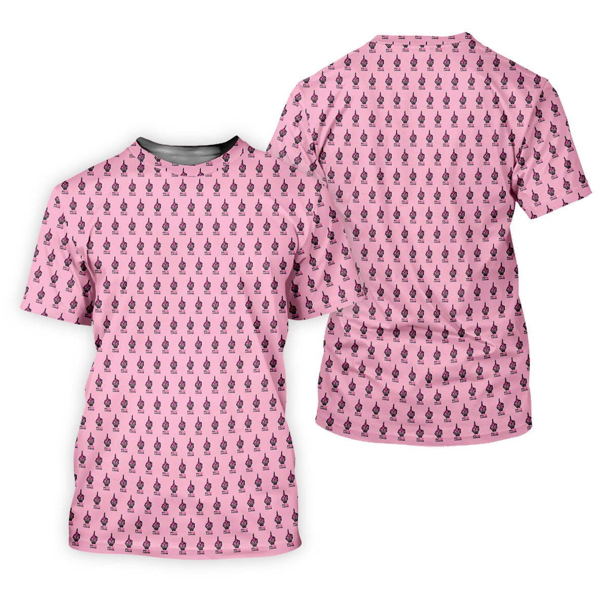 Funny Middle Finger Pink Golf Shirt, Breast Cancer Golf Shirt, Fun Womens Golf Shirts, Ladies Golf Shirt