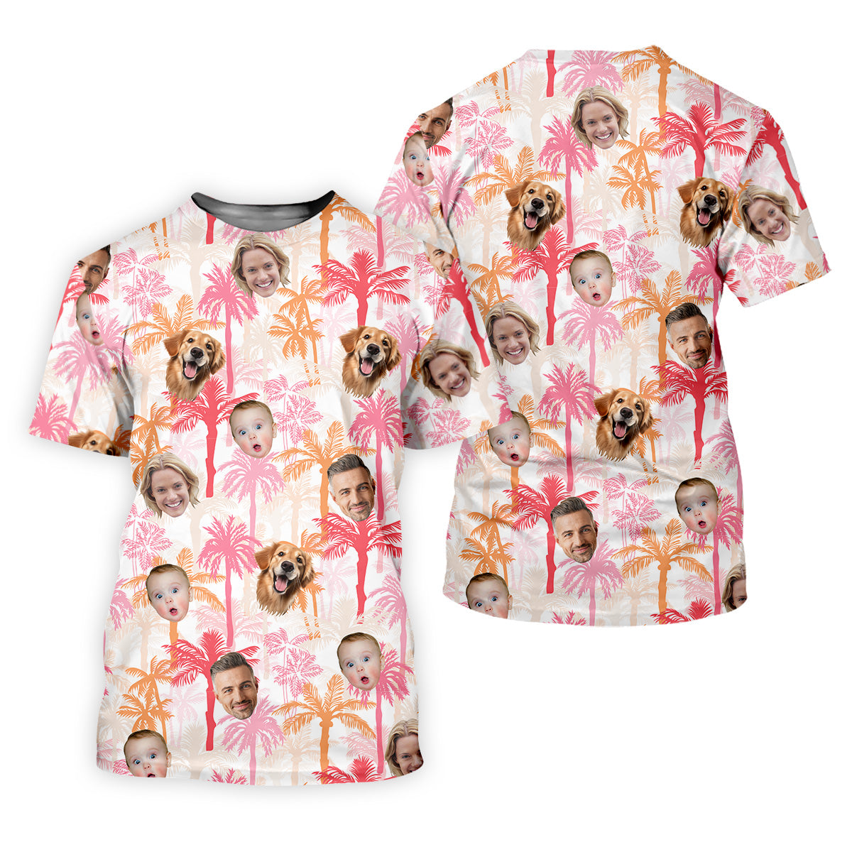 Seamless Pattern, Men Palm Tree Shirt, Pink Golf Shirt, Hawaiian Shirts With Faces, Great Golf Gifts For Guys
