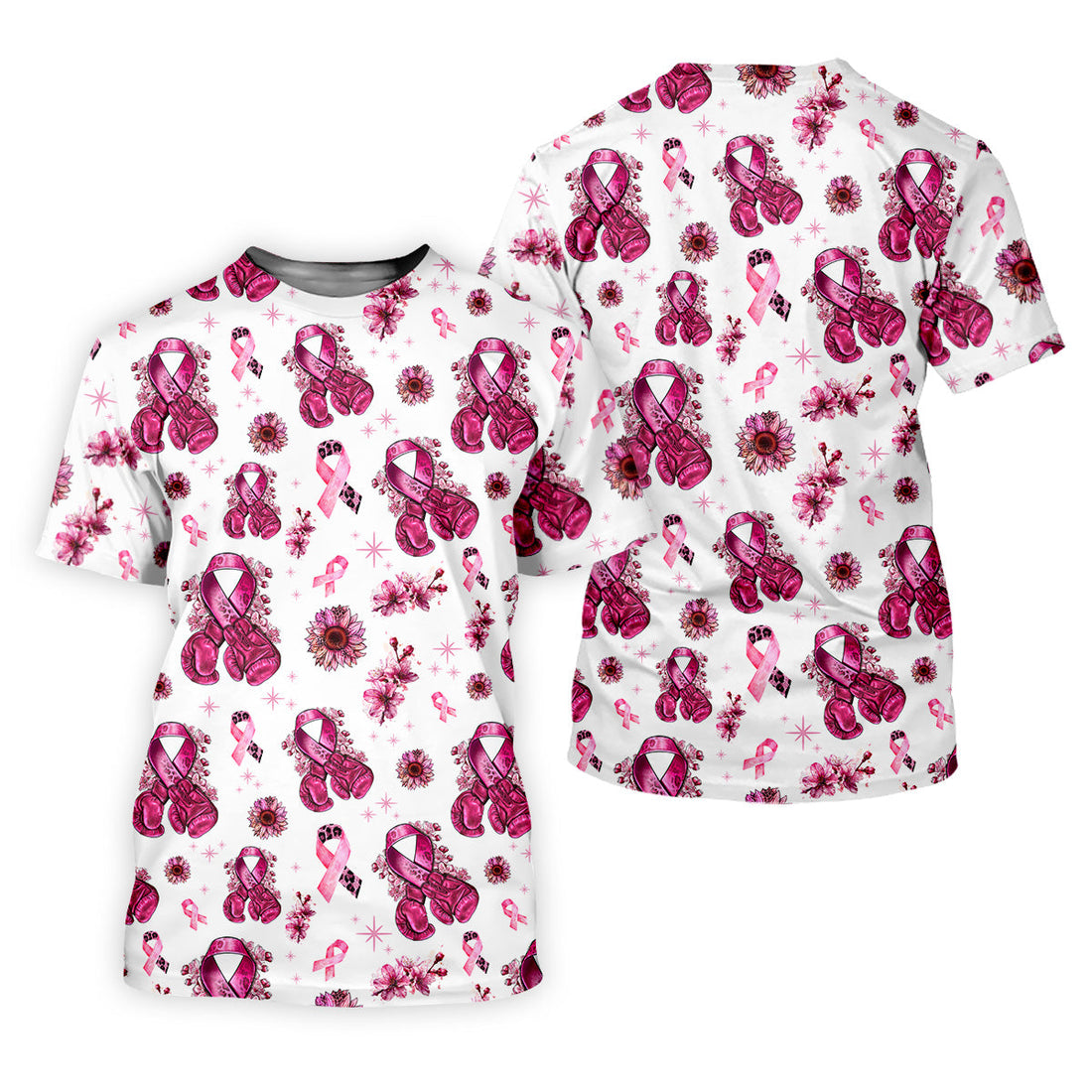 Boxing Gloves Fighter White Breast Cancer Golf Shirt, Breast Cancer Support Shirts, Womens Golf Polo
