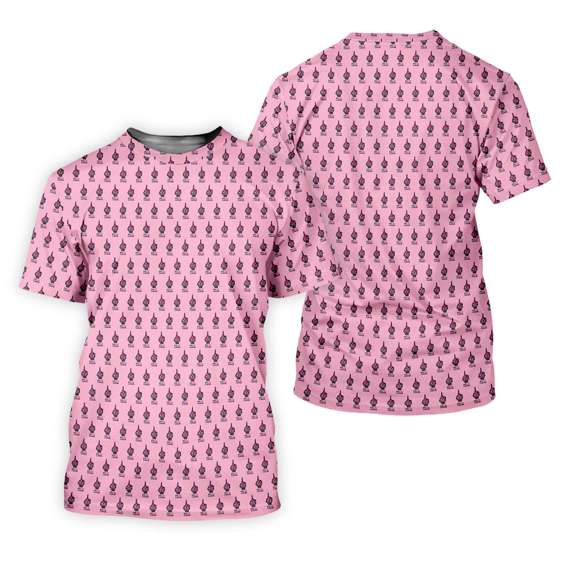 Funny Middle Finger Pink Golf Shirt, Breast Cancer Golf Shirt, Couple Golf Shirt, Matching Golf Shirt