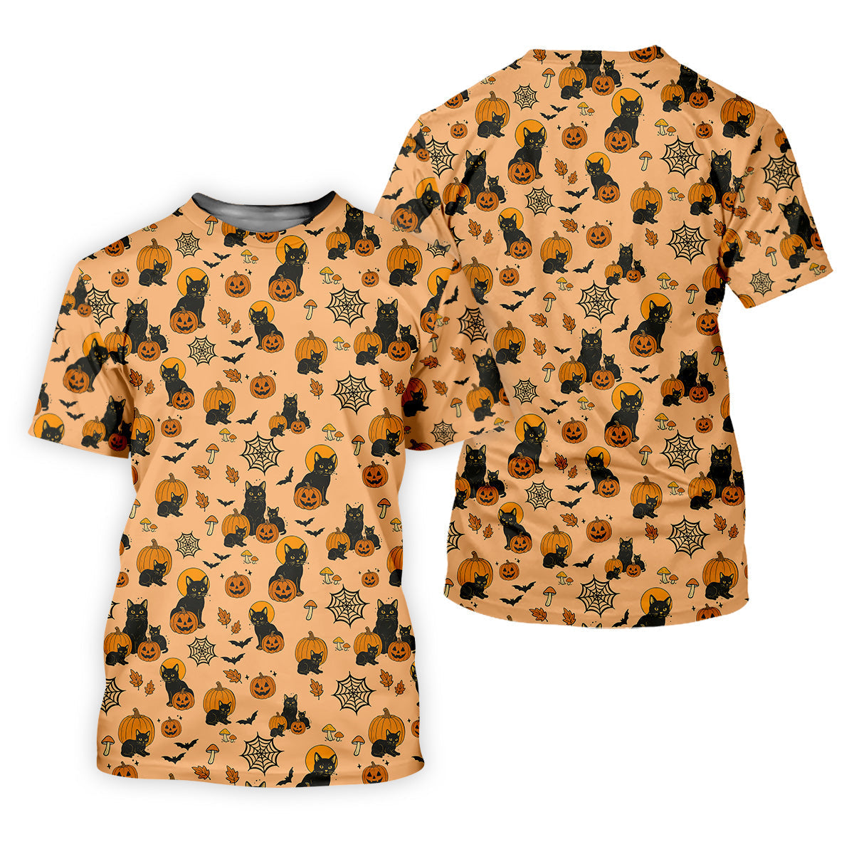 Black Cat Pumpkin Halloween Golf Shirt, Orange Golf Shirt, Mens Golf Polo Shirt Golfing Apparel