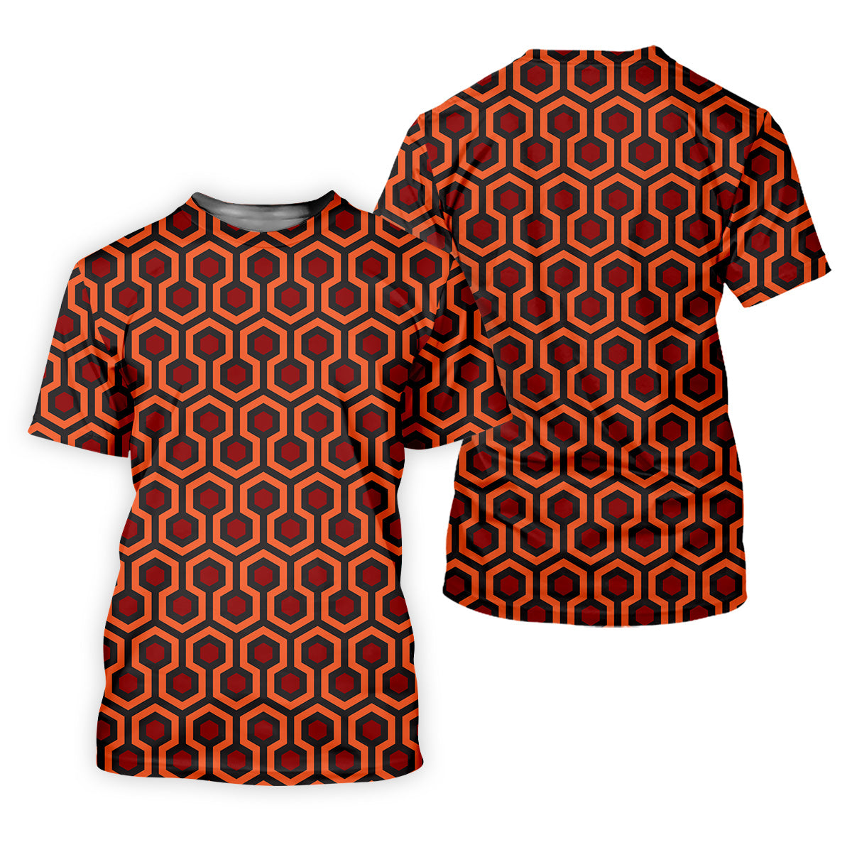 Spooky Hotel Carpet Horror Pattern Mens Golf Polo Shirt Pattern Golf Shirt, Halloween Golf Shirts, Golf Shirts For Men