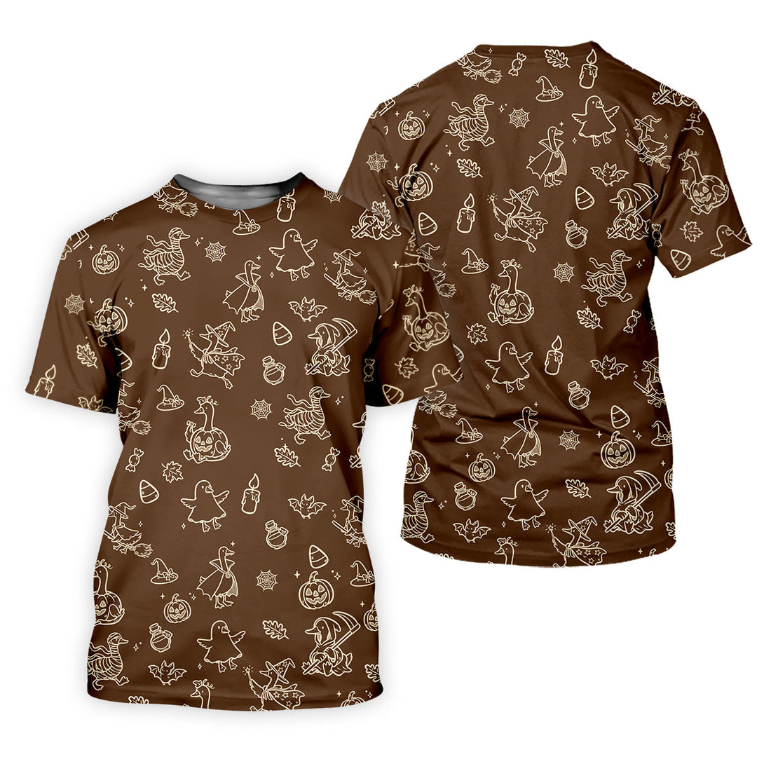 Goose Halloween Golf Shirt, Pumpkin Pattern Golf Shirt, Brown Golf Polo, Women Golf Top, Ladies Golf Shirts