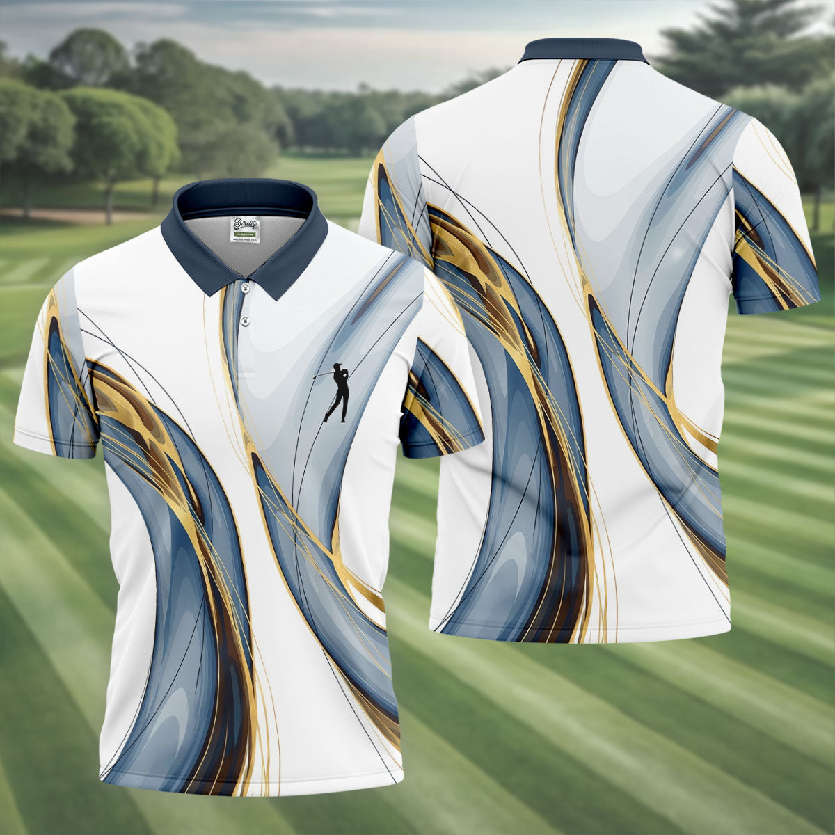 Abstract Line Art Retro Golf Shirt, Golf Shirts For Men, Polo Shirtor Men, Golf Gift For Men