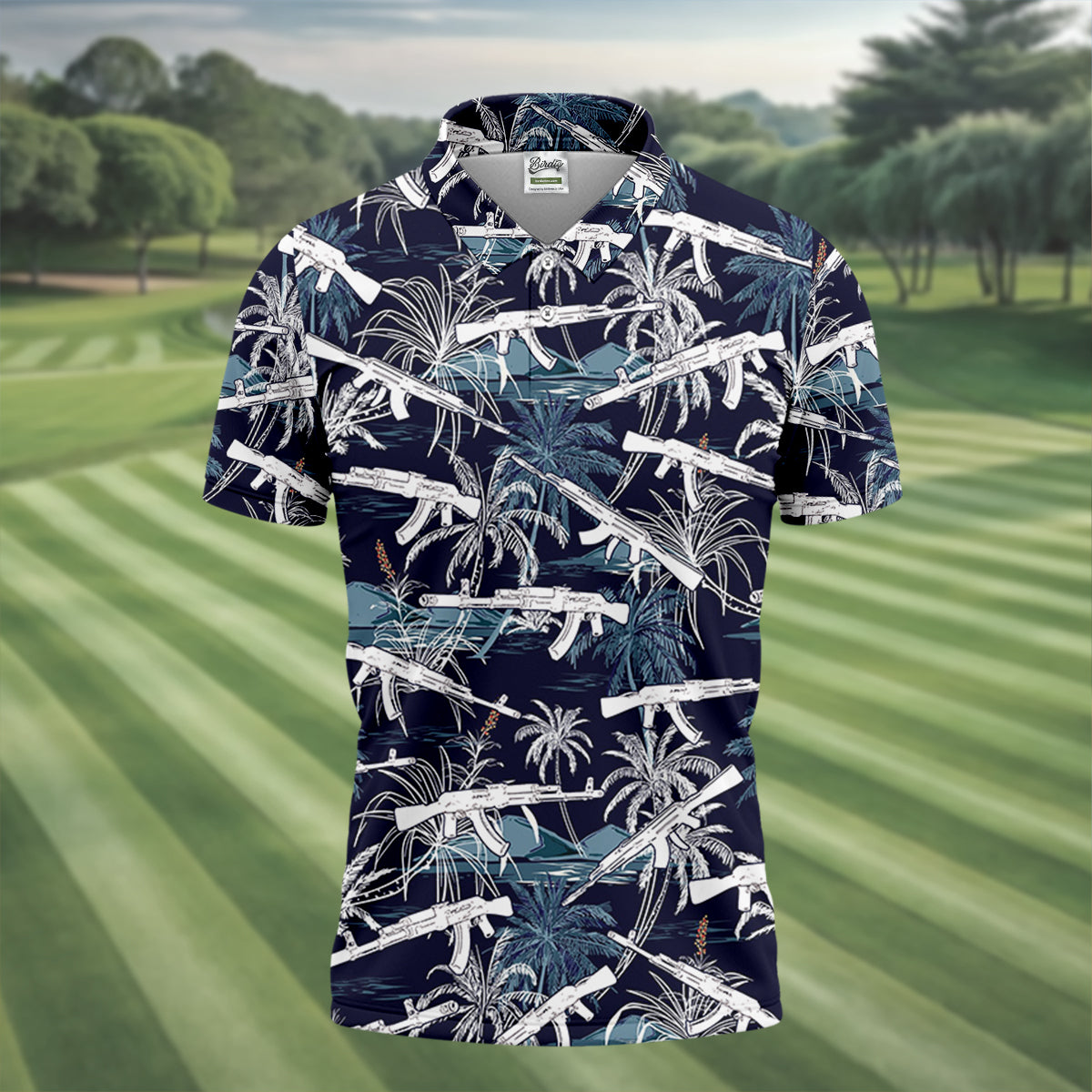 Dark Blue Color Army Theme Hawaiian Golf Polo, Golf Shirts For Men, Polo ShirtFor Men