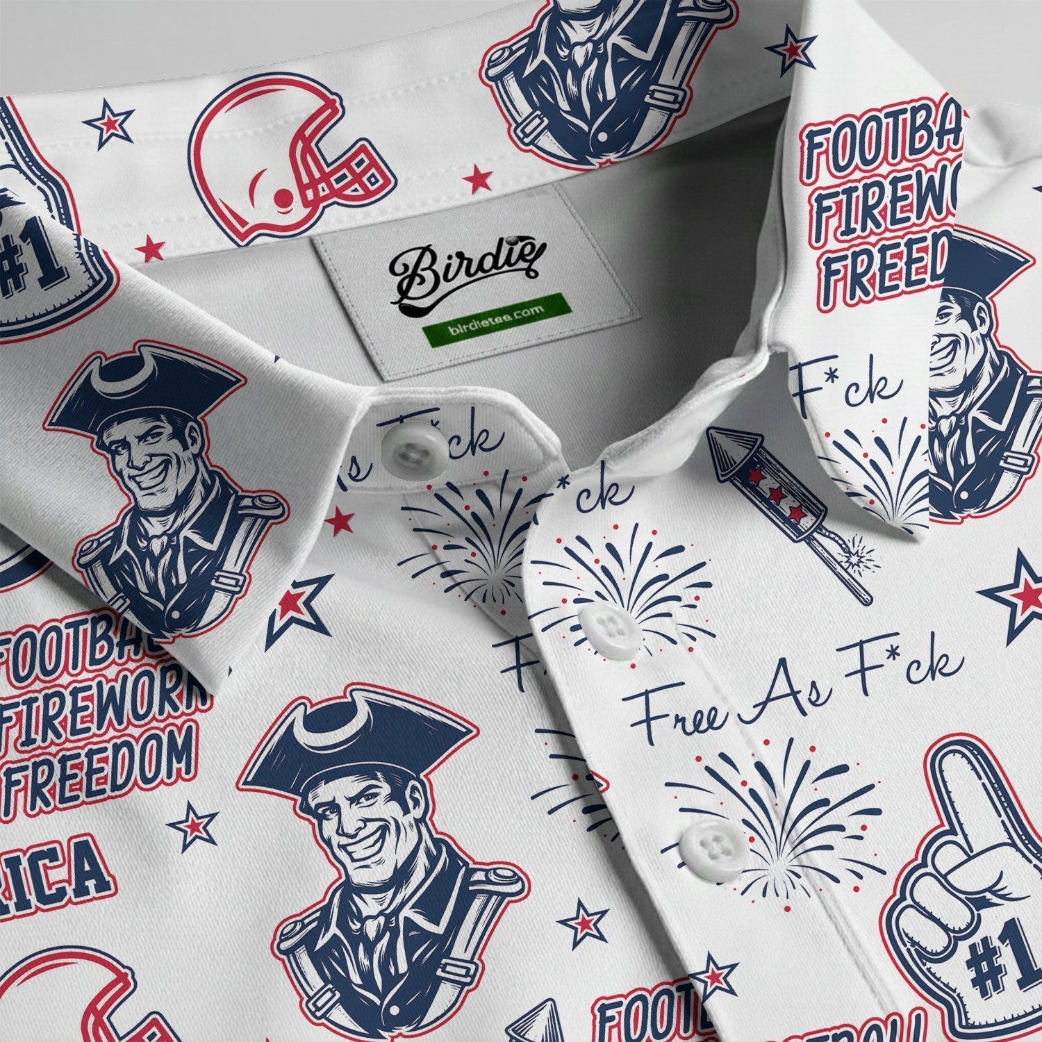 Revolutionary War Soldier Red White Blue Sport Polo, American Football League Gift Ideas For Football Fans