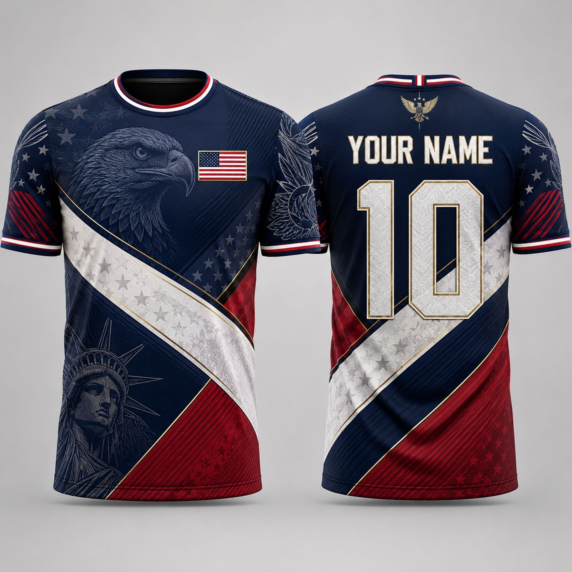 Patriotic American Flag Fooball Shirt, USA Football National Team V-NeckMen, Football Gifts