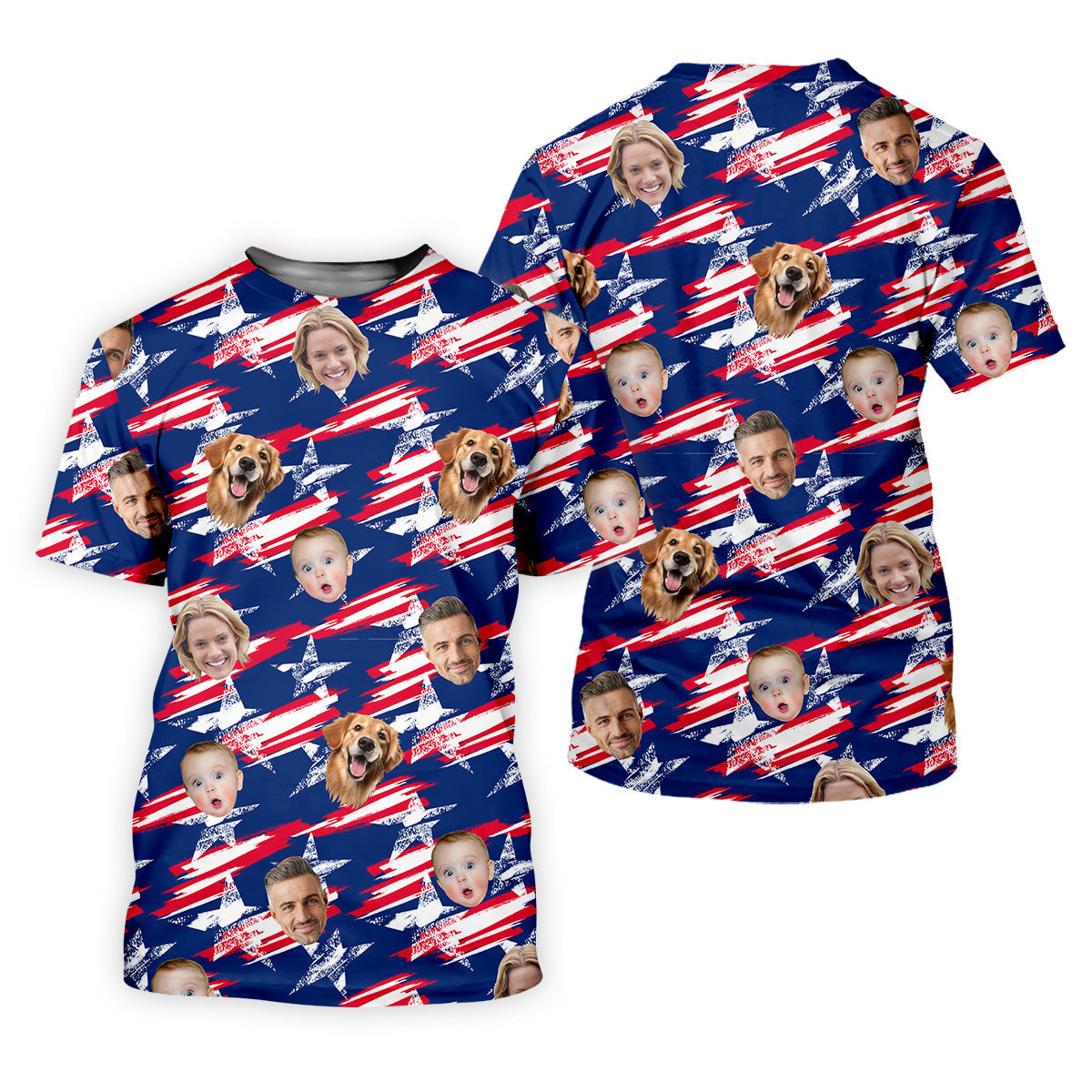 Independence Day Custom Shirts With Face, Men's Golf Polo Shirtmerica Flag Golf Shirt, USA Golf Shirt