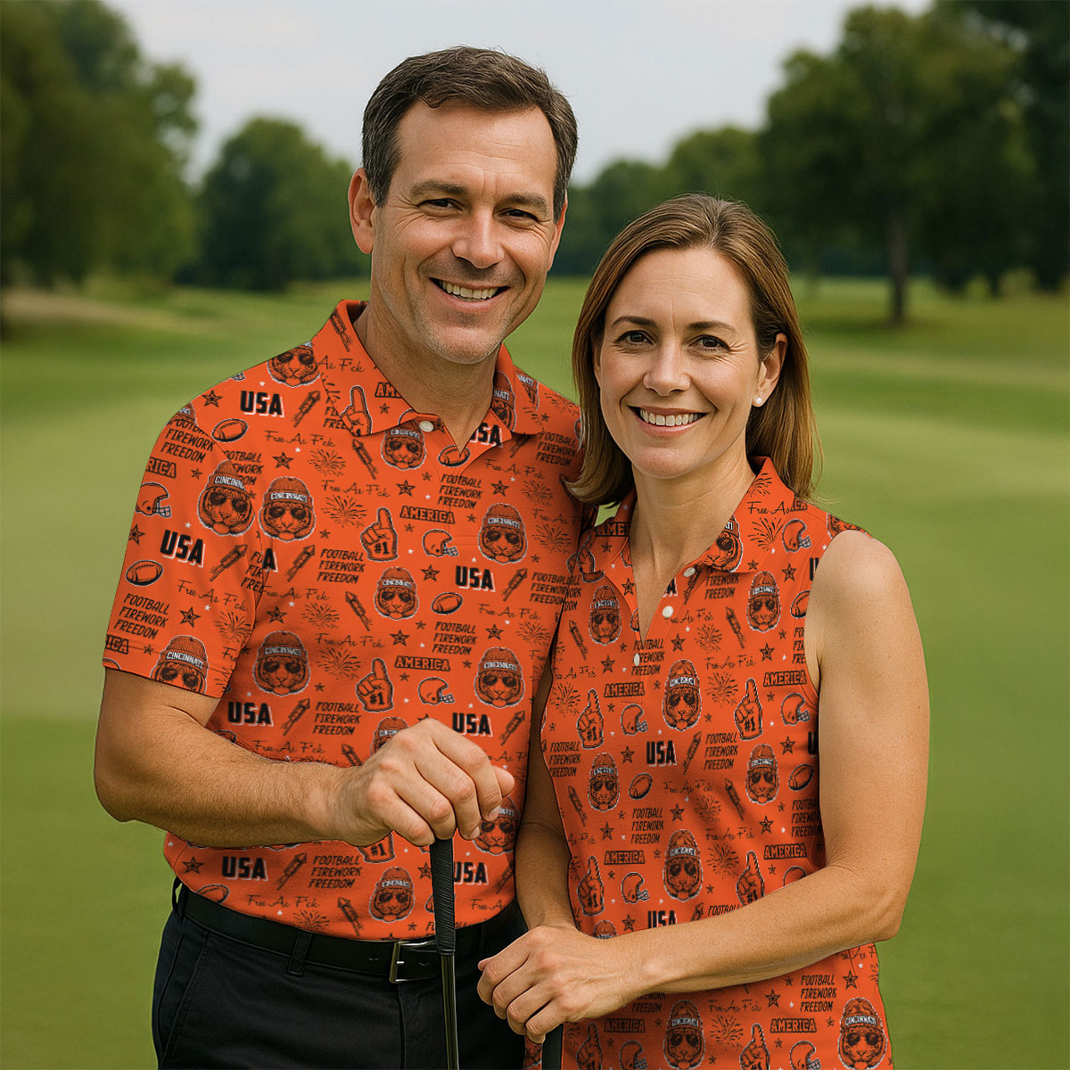 Bengal Tiger Head Orange And Black Sport Polo, American Football League Gift Ideas For Football Fans