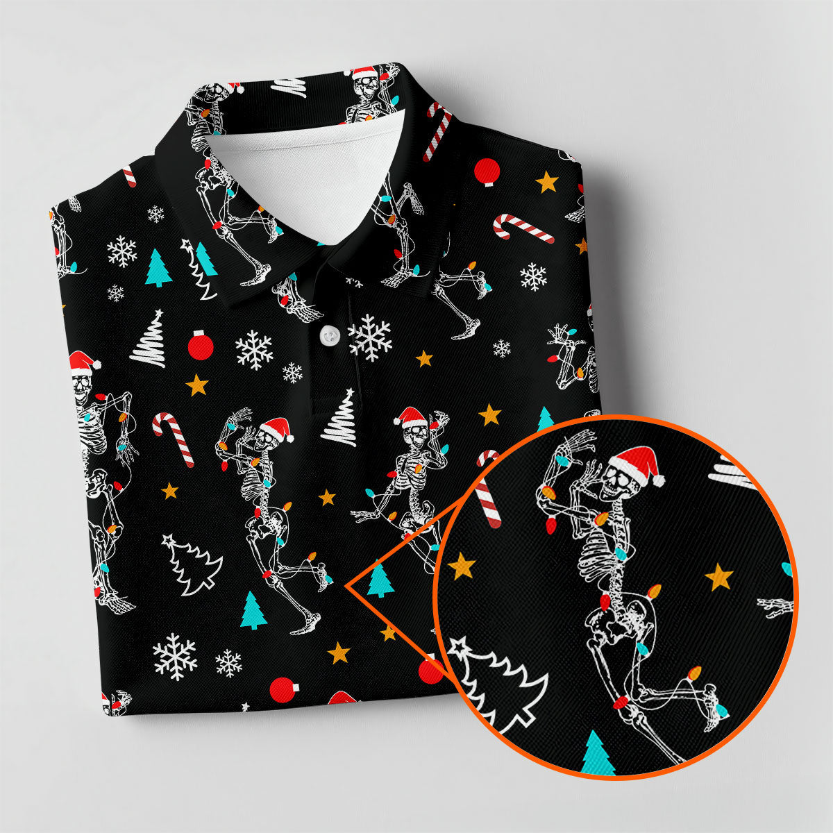 Skeleton Christmas Fun Women's Golf Shirts, Christmas Golf Shirt, Ladies Golf Polos, Cool Golf Gift