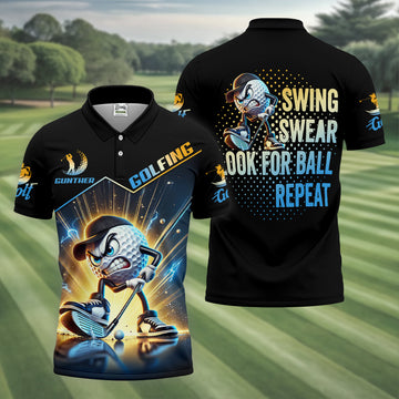 Swing Swear Look For Ball Repeat Fun Golf Shirt, Golf Shirts For Men, Golf Gift For Men