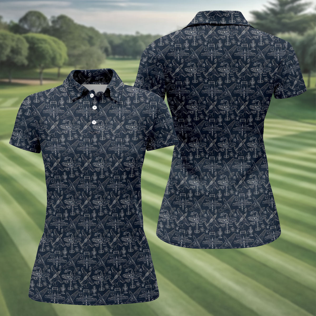 Aircraft Models Airplane Blueprints Women's Polo Shirt, Ladies Golf Shirts, Women's Polo Shirt