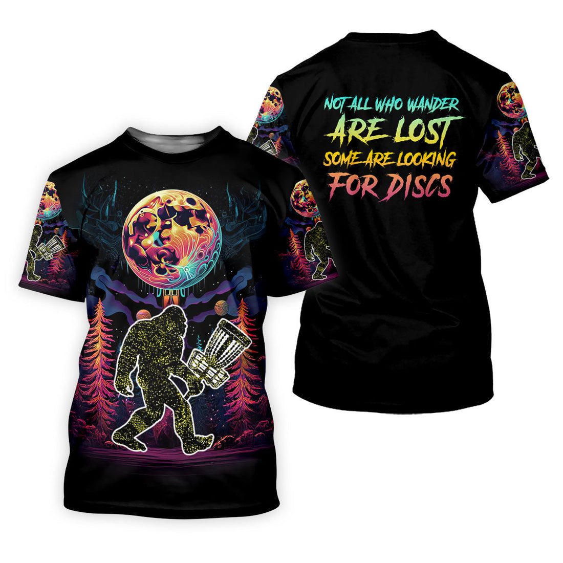 Not All Who Wander Are Lost Bigfoot Discs Golf Men's Golf Polo ShirtMens Golf Gift, Funny Golf Shirt