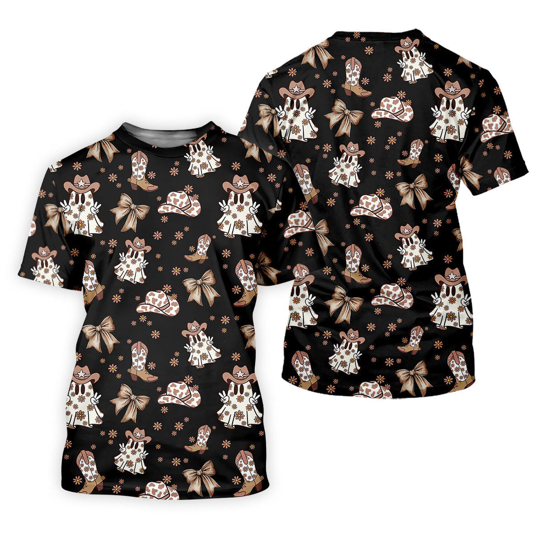 Coquette Halloween Cowboy Ghost Black Fun Golf Shirts For Men, Polo ShirtFor Men, Golfing Apparel