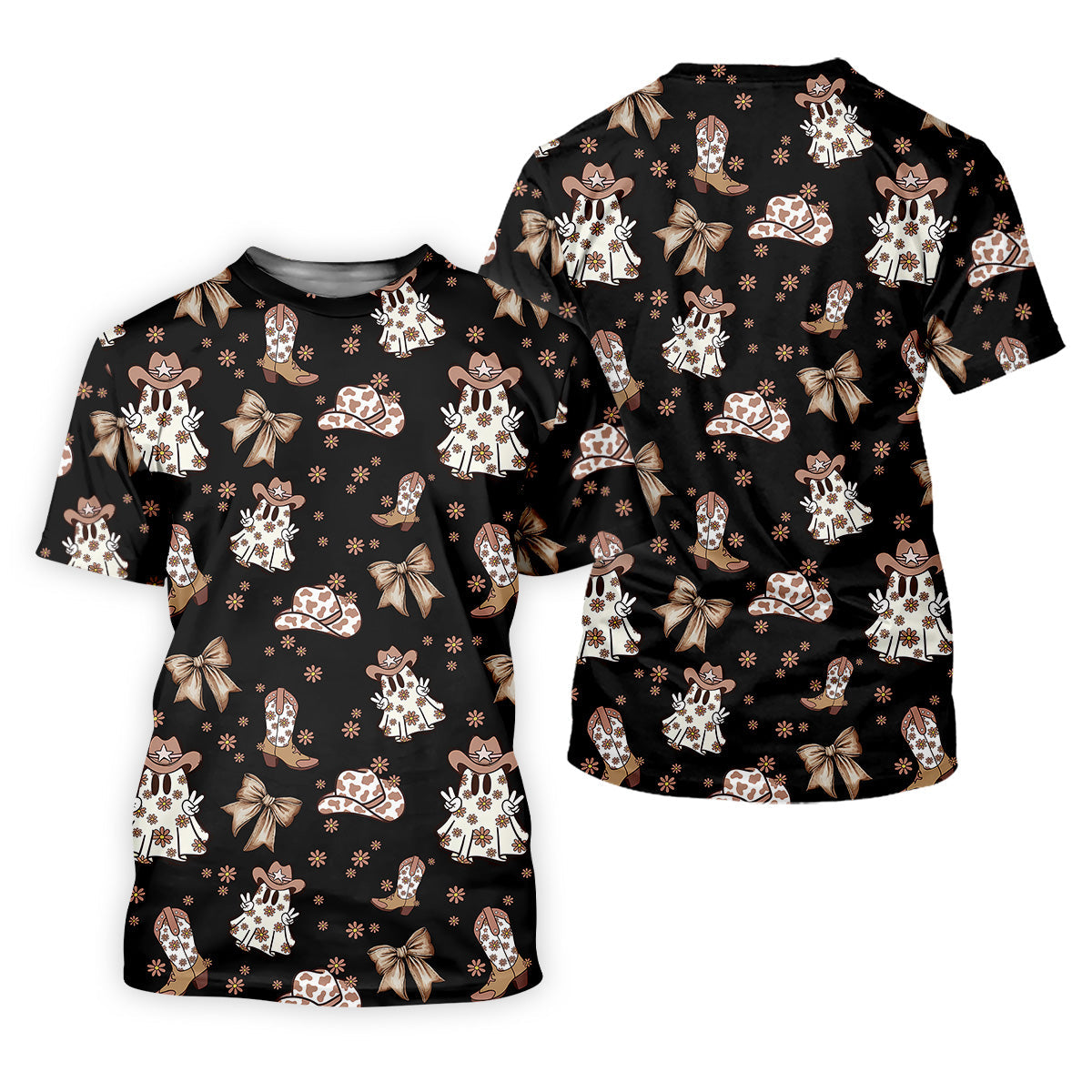 Coquette Halloween Cowboy Ghost Black Fun Golf Shirts For Men, Polo ShirtFor Men, Golfing Apparel