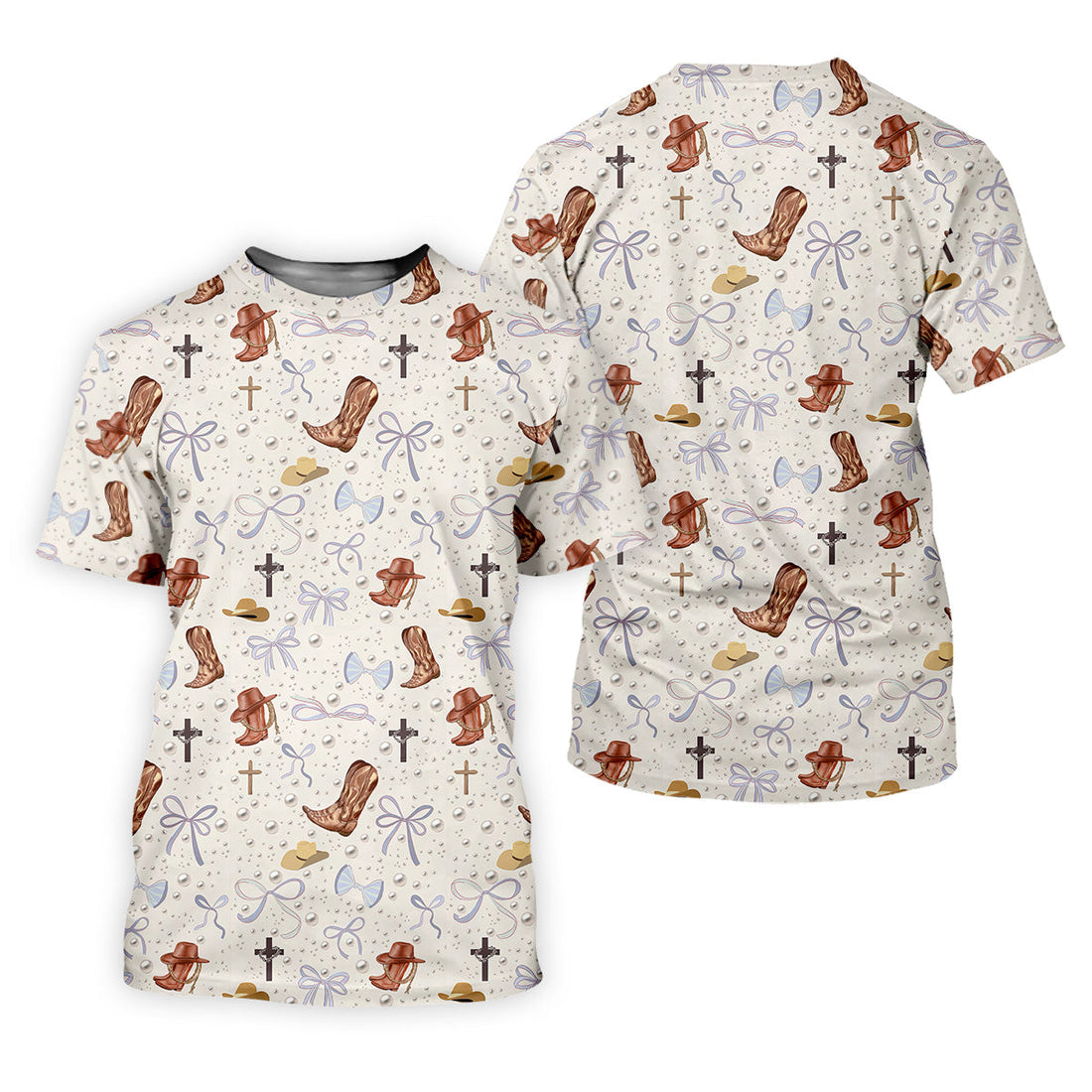 Coquette Pattern Western Golf Shirt, Cute Golf Outfit, White Polo Women, Ladies Golf Shirts
