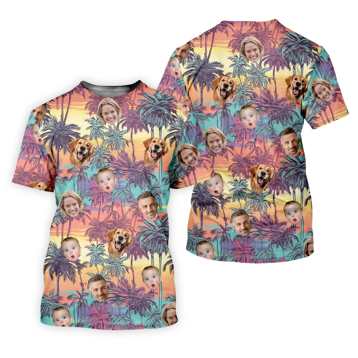 Ladies Palm Tree Shirt, Seamless Pattern, Hawaiian Shirts With Faces, Womens Sleeveless Polo, Ladies Golf Shirts