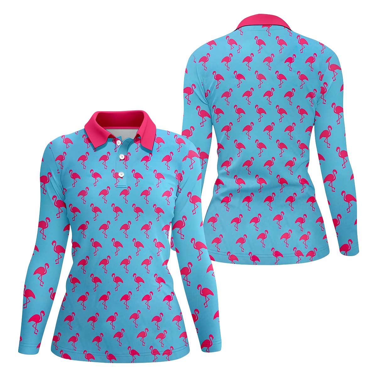 Pink Flamingo Golf Funny Womens Golf Polo ShirtCustom Ladies Golf Shirt