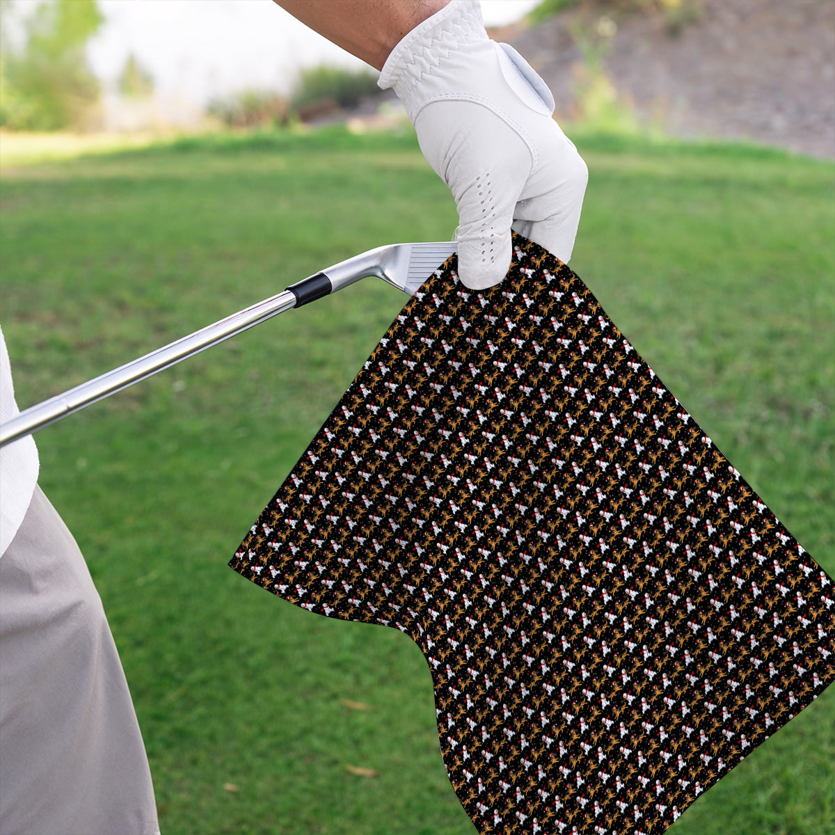 German Shepherd Christmas Golf Towels, Funny Snowman & Santa Dog Pattern Golf Towel, Xmas Golf Gift For Golfers