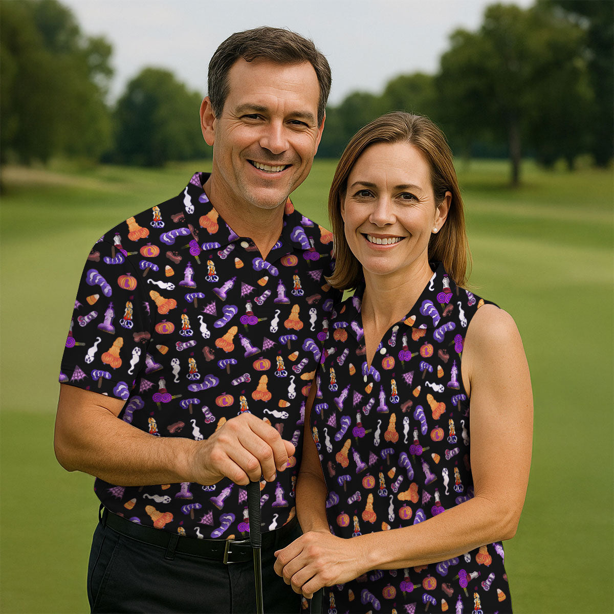 Funny Dirty Black And Purple Halloween Golf Shirt, Funny Golf Shirts Women, Ladies Golf Shirts