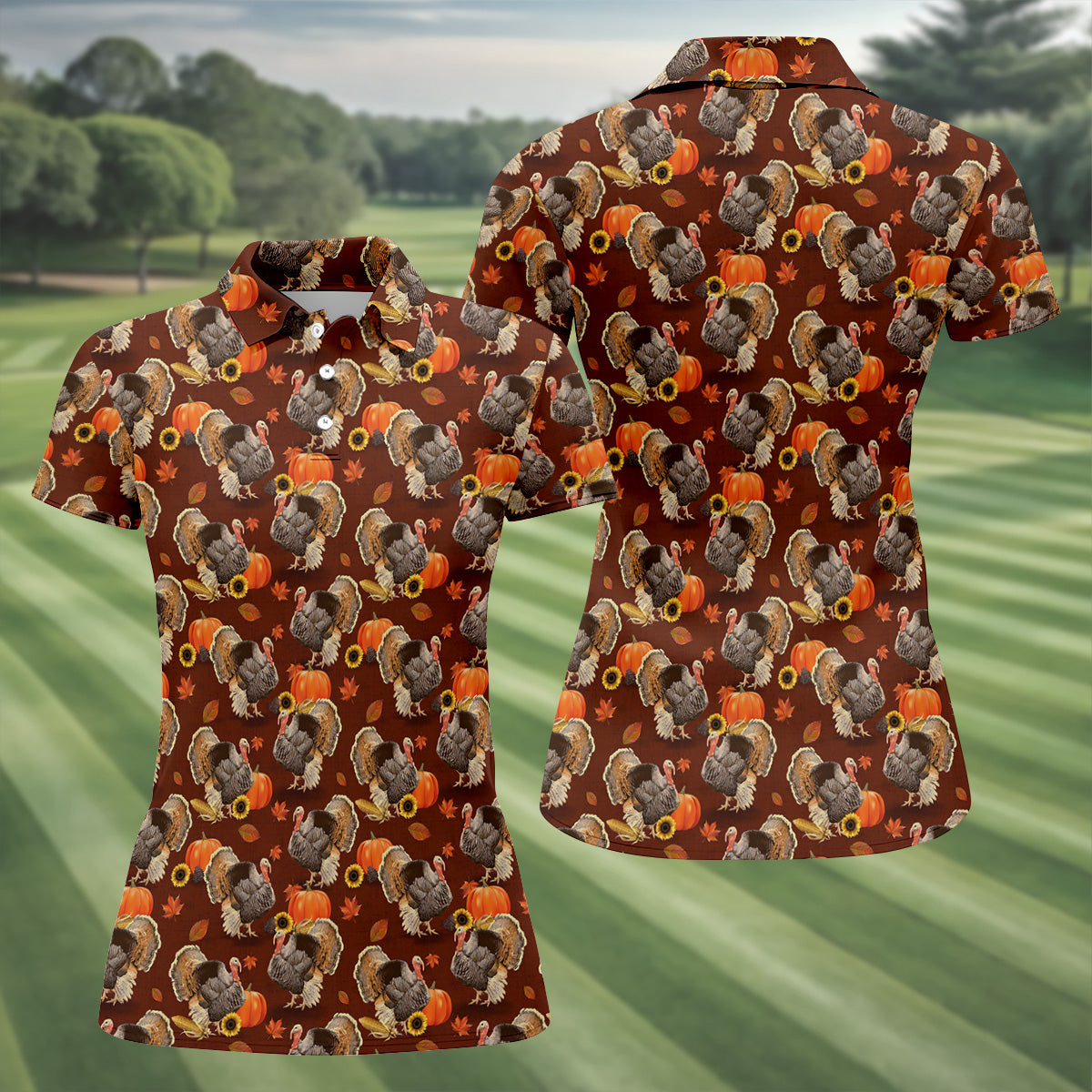 Thanksgiving Day Autumn Turkey Golf Shirt, Women Golf Top, Ladies Sleeveless Tops, Women's Golf Shirts