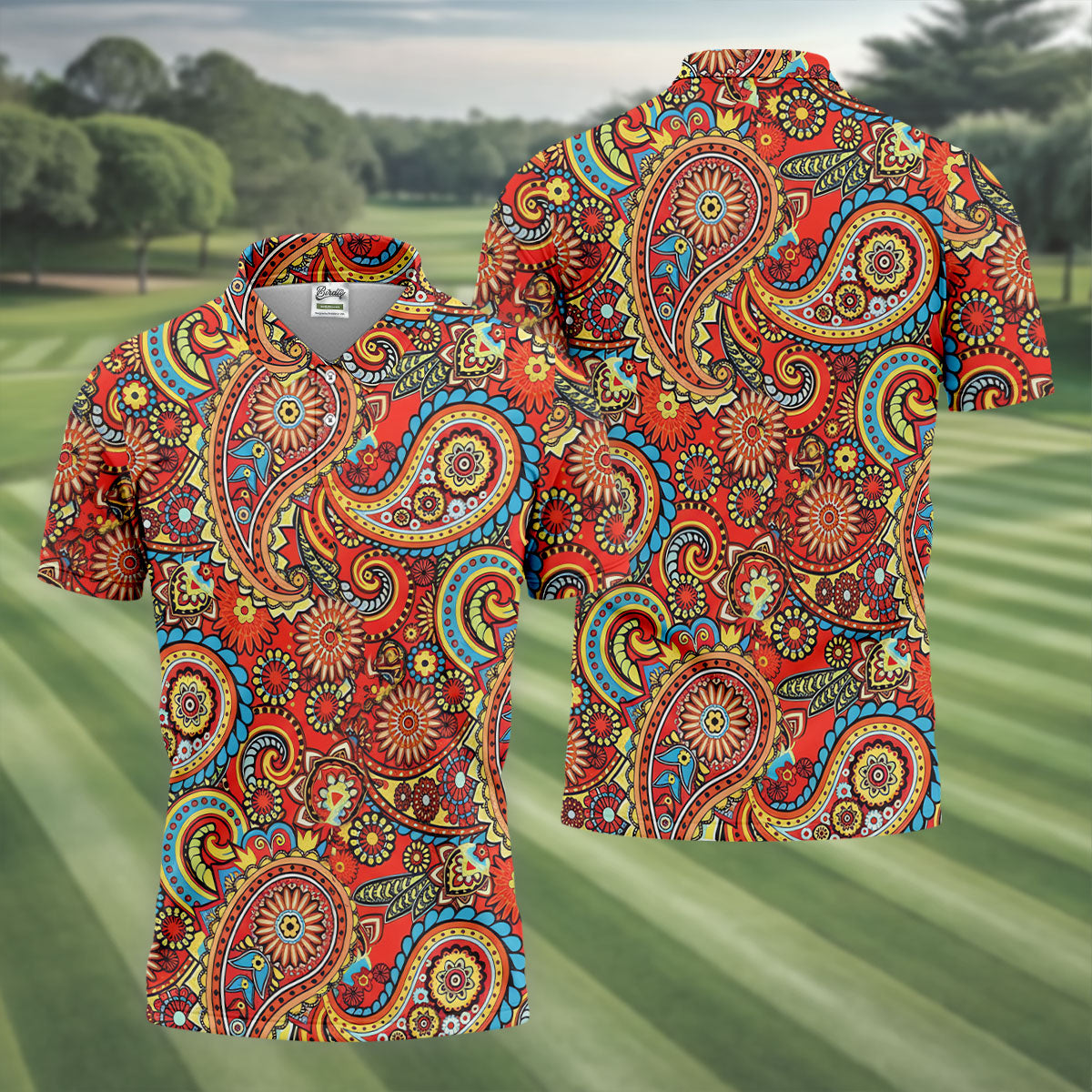Paisley Design Golf Tops For Men, Boho Pattern Golf Shirts For Men, Polo Shirtor Men