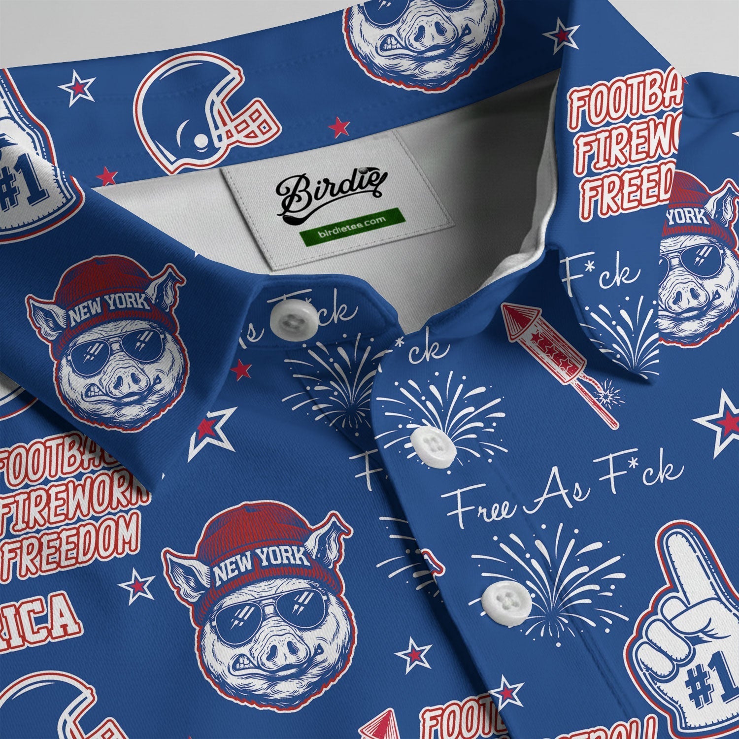 Hog Head Red White Blue Sport Polo, American Football League Gift Ideas For Football Fans