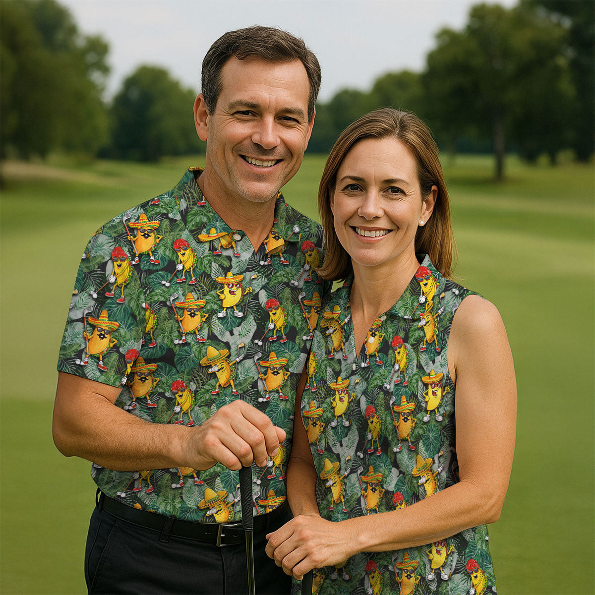 Funny Taco Golf Pose Tropical Golf Shirt, Fun Women's Golf Shirts, Ladies Golf Shirts, Golfing Apparel
