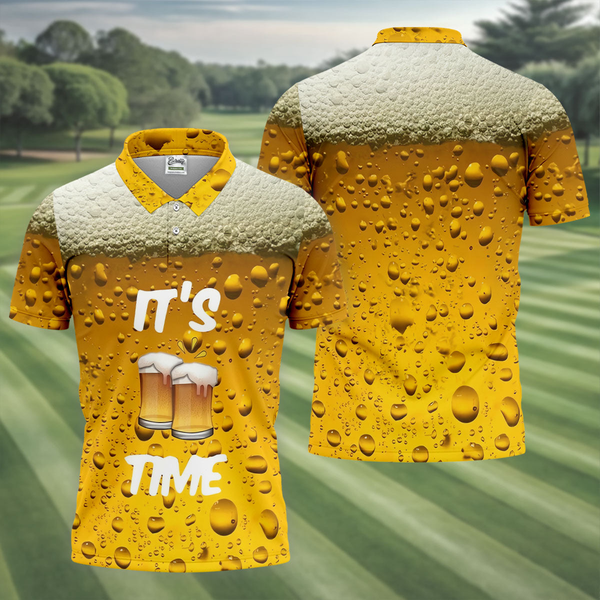 It's Time Golf And Beer Men's Funny Golf Shirts, Hawaiian Golf Shirt, Polo Shirtor Men
