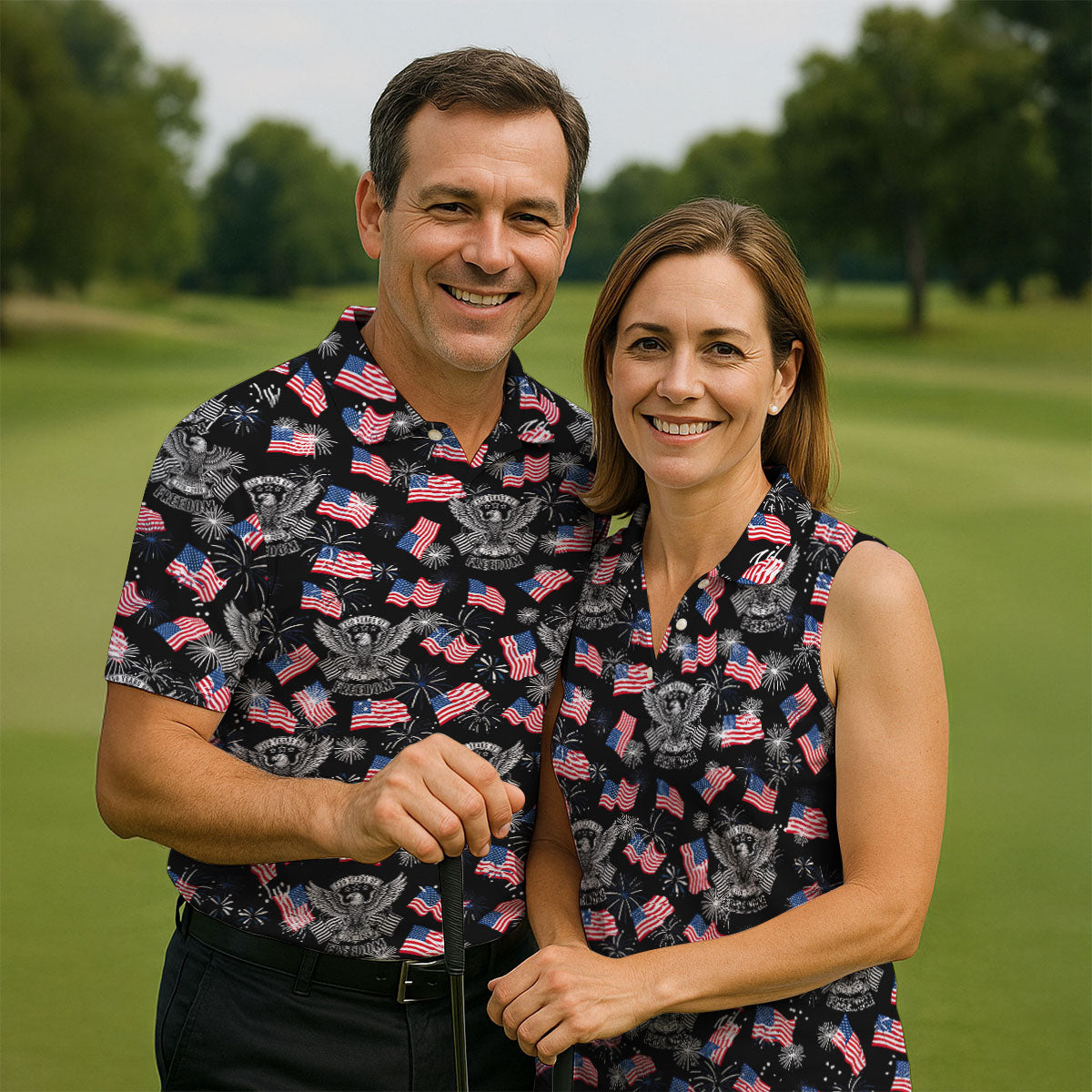 250 Years Of Freedom Festive Flag Vintage Black Golf Shirt, Patriotic 4th Of July Golf Shirts For Men