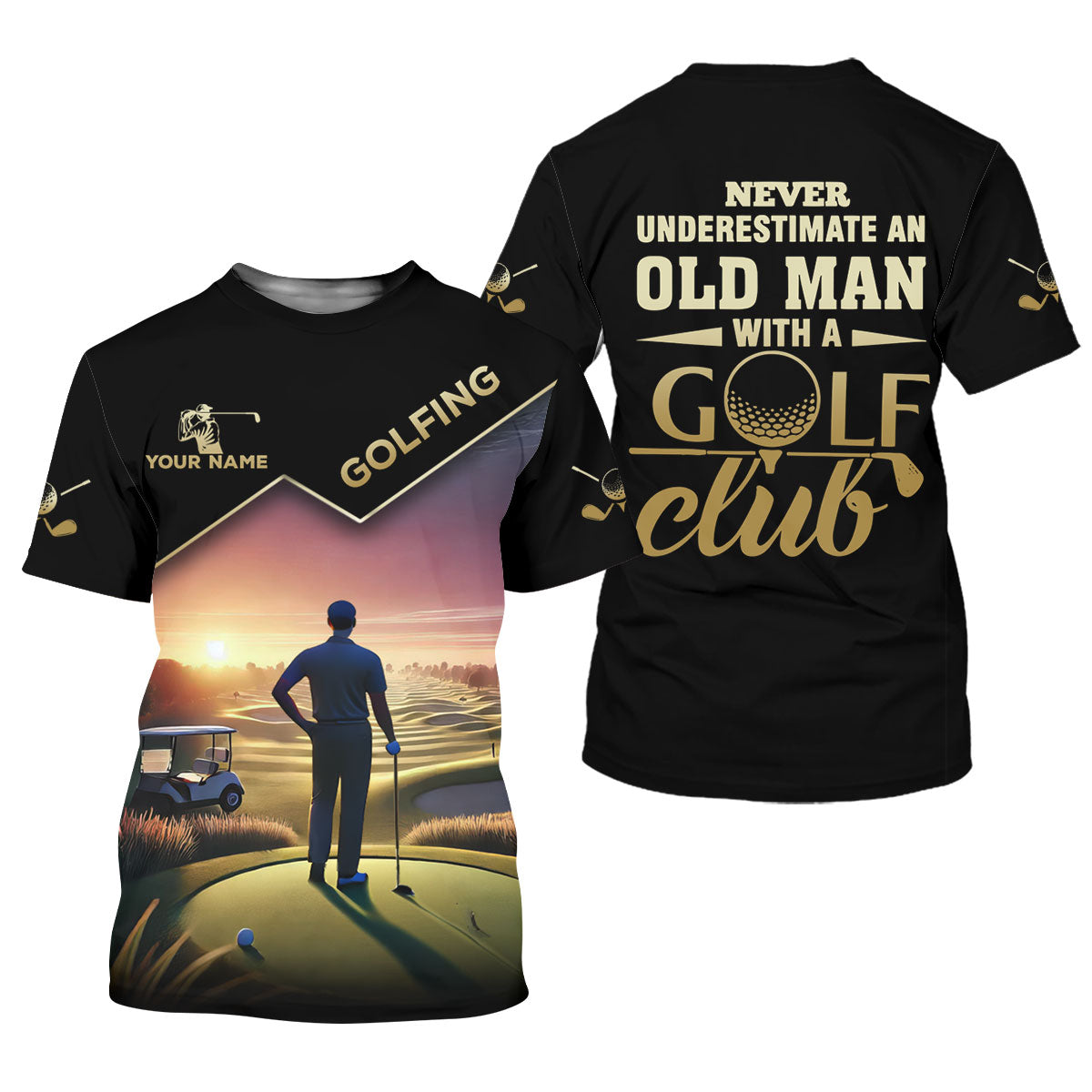 Never Underestimate An Old Man Personalized Men's Golf Polo ShirtChristmas Golf Gift