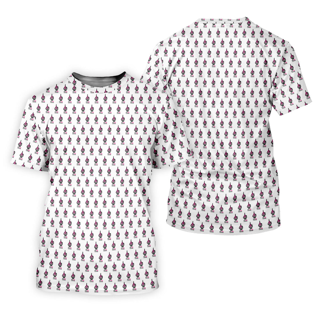 Funny Middle Finger Pink Ribbon Men's Golf Shirt, Breast Cancer Golf Shirt, Fun Golf Shirts For Men