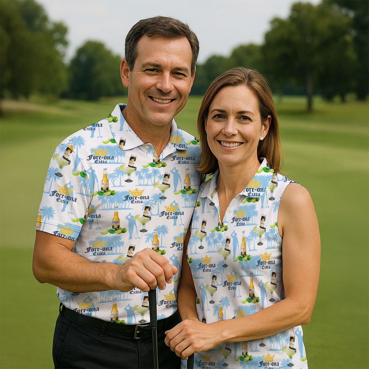 Fore-ona Extra Find Your Fairway Golfer Beer Men's Funny Golf Shirts, Golf Shirts For Men