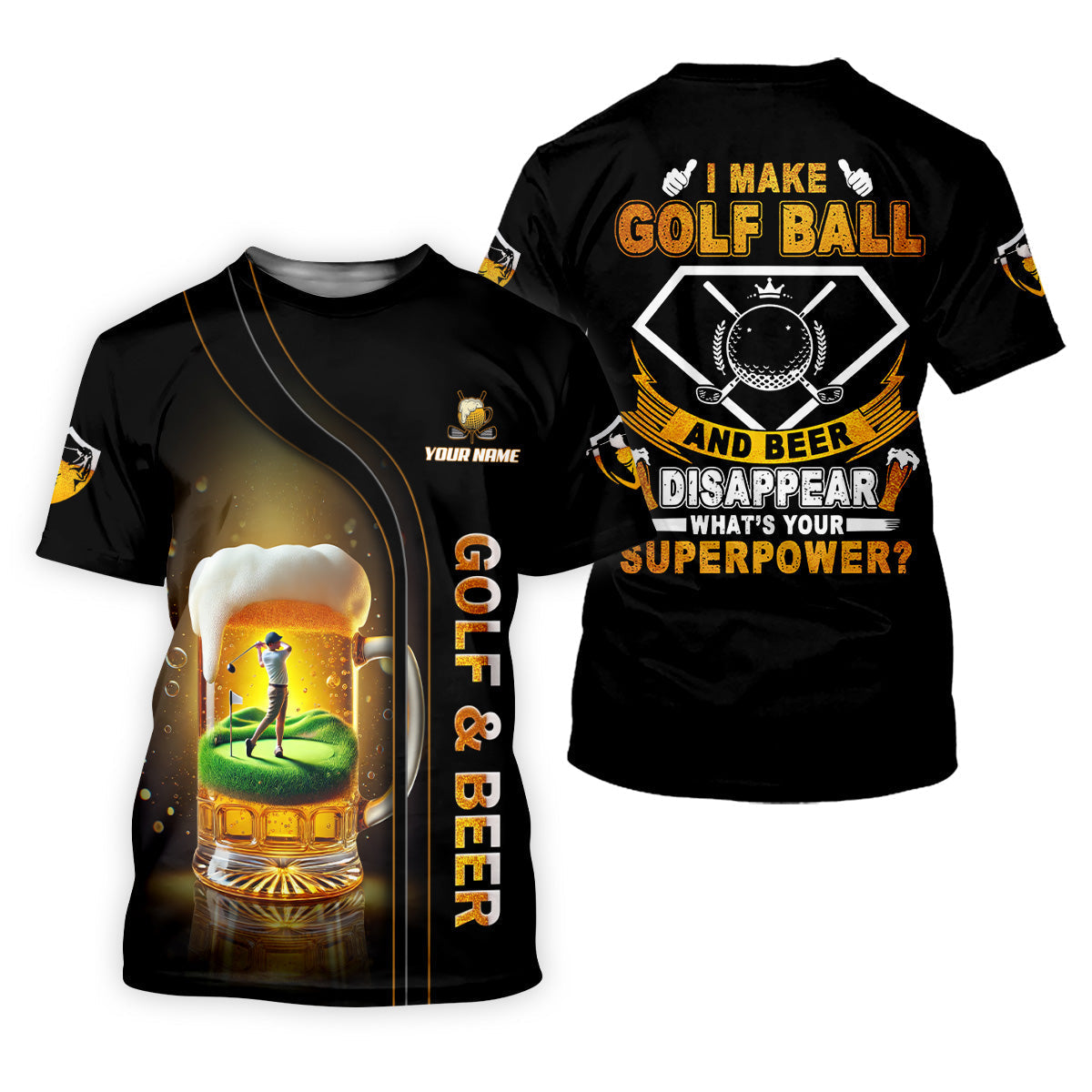 I Make Golf Ball And Beer Custom Men's Golf Polo ShirtFunny Golf Shirt, Dad Golf Gift
