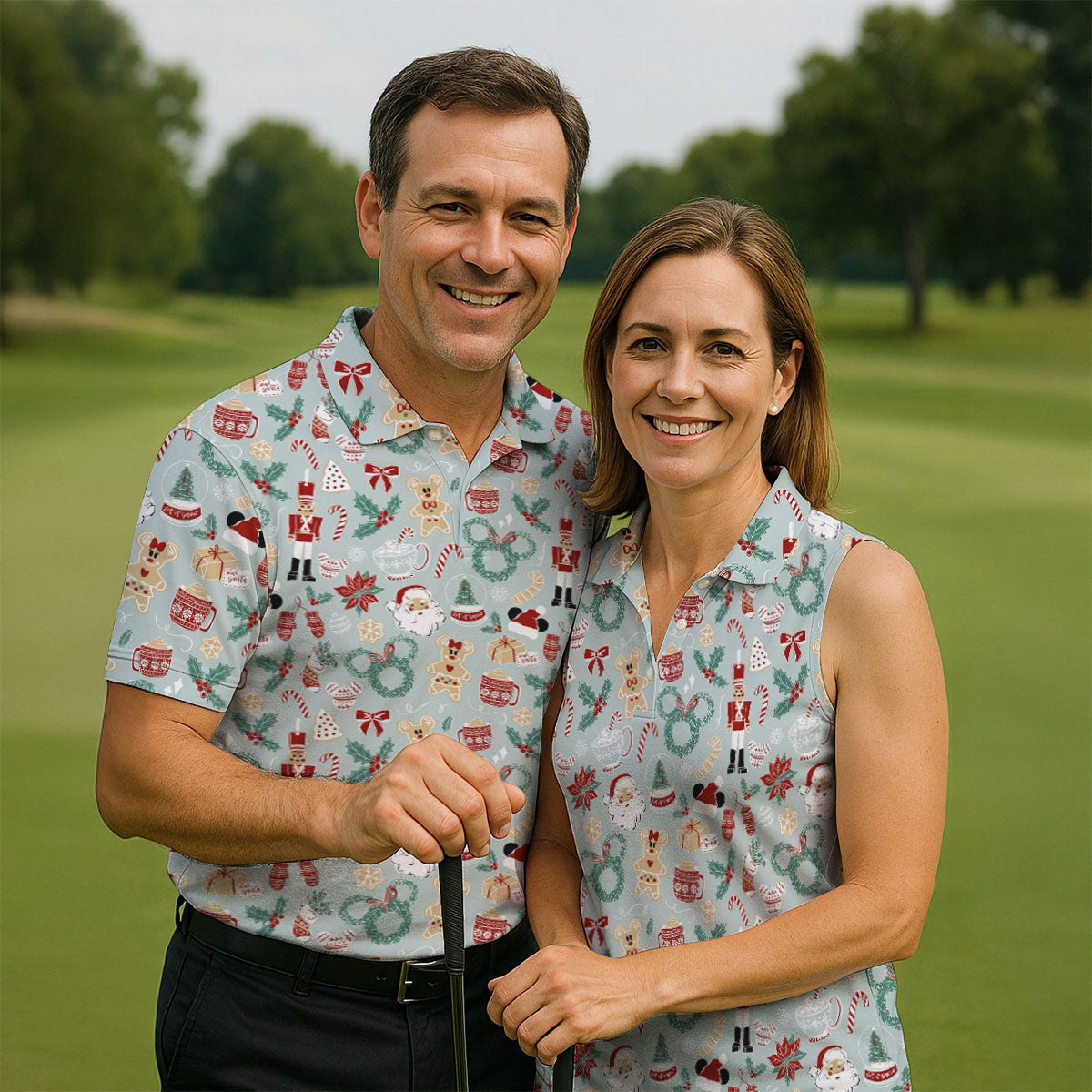 Cute Cartoon Christmas Sweets Golf Tops For Men, Christmas Golf Shirt, Polo ShirtFor Men, Golf Gift For Men