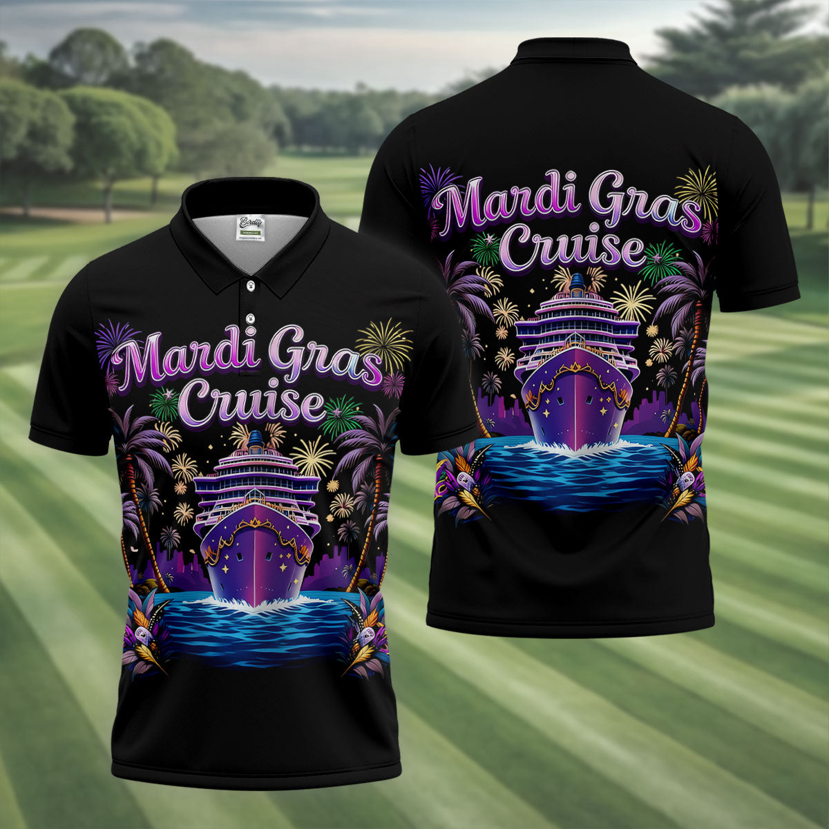 Mardi Gras Cruise Festive Theme Golf Tops For Men, Polo ShirtFor Men, Golf Shirts For Men