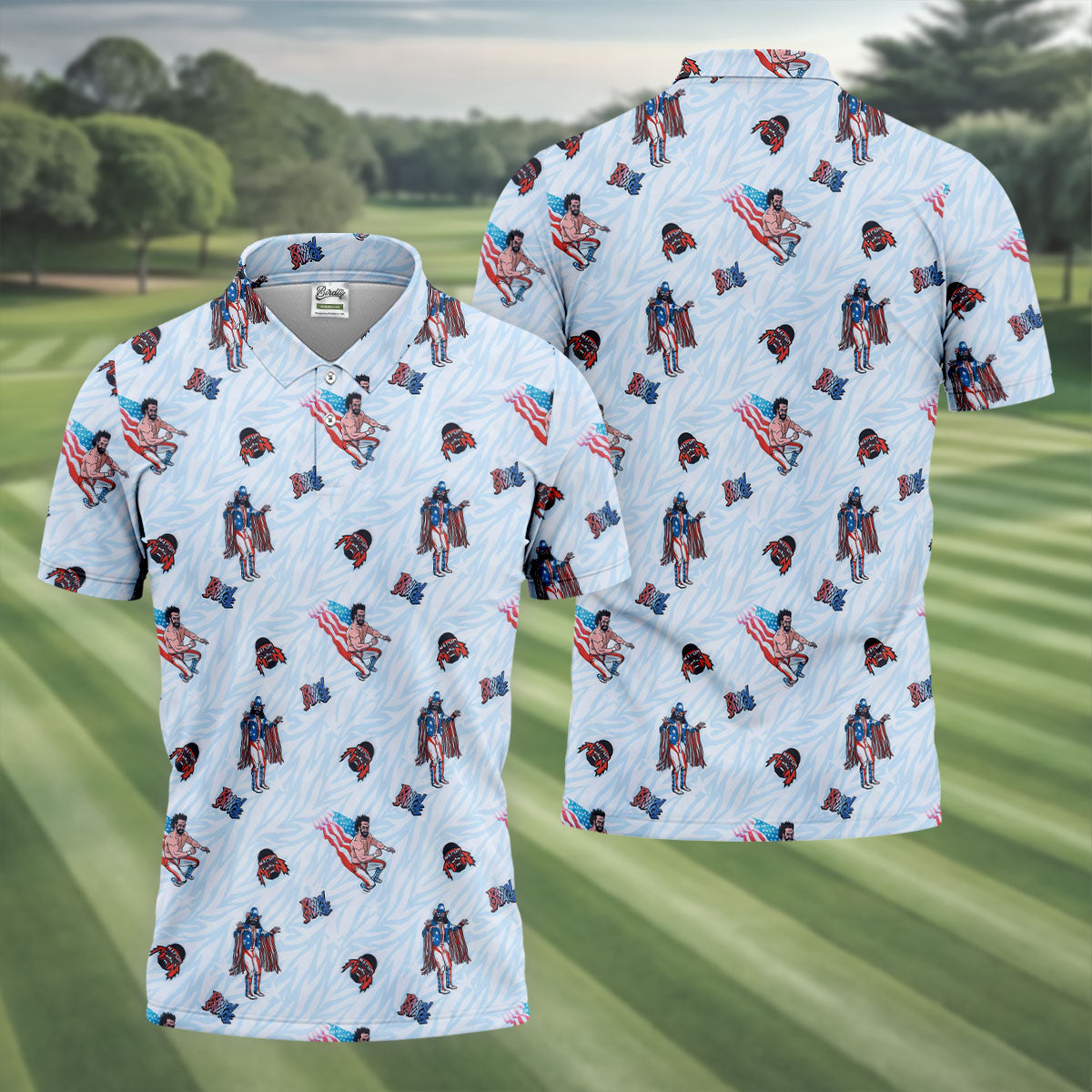 Randy Savage Patriotic Golf Shirt, Macho Man Golf Polo, Mens Golf Apparel
