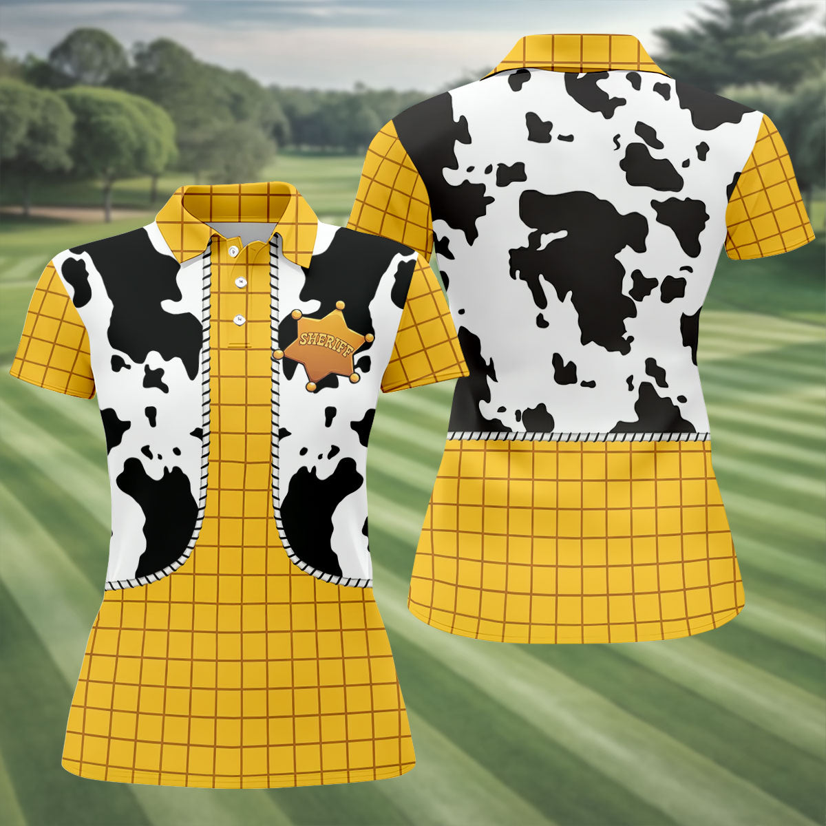 Cowboy Toy Hawaiian Golf Shirt, Cartoon Style Women's Golf Tops, Ladies Golf Shirts