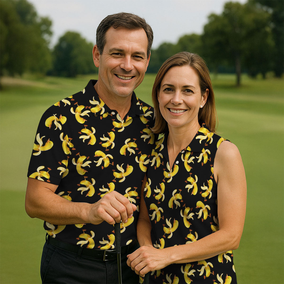 Banana Duck Hawaiian Golf Shirt, Men's Funny Golf Shirts, Polo Shirtor Men