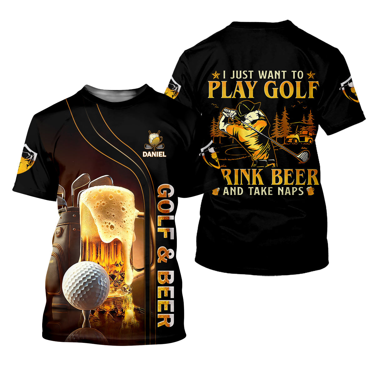 I Just Wanna Play Golf And Drink Beer Custom Golf Polo ShirtMens Golf Gift, Golf Lover Gift