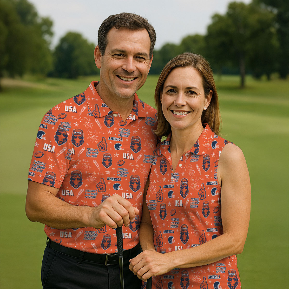 White Horse's Head Orange And Navy Sport Polo, American Football League Gift Ideas For Football Fans