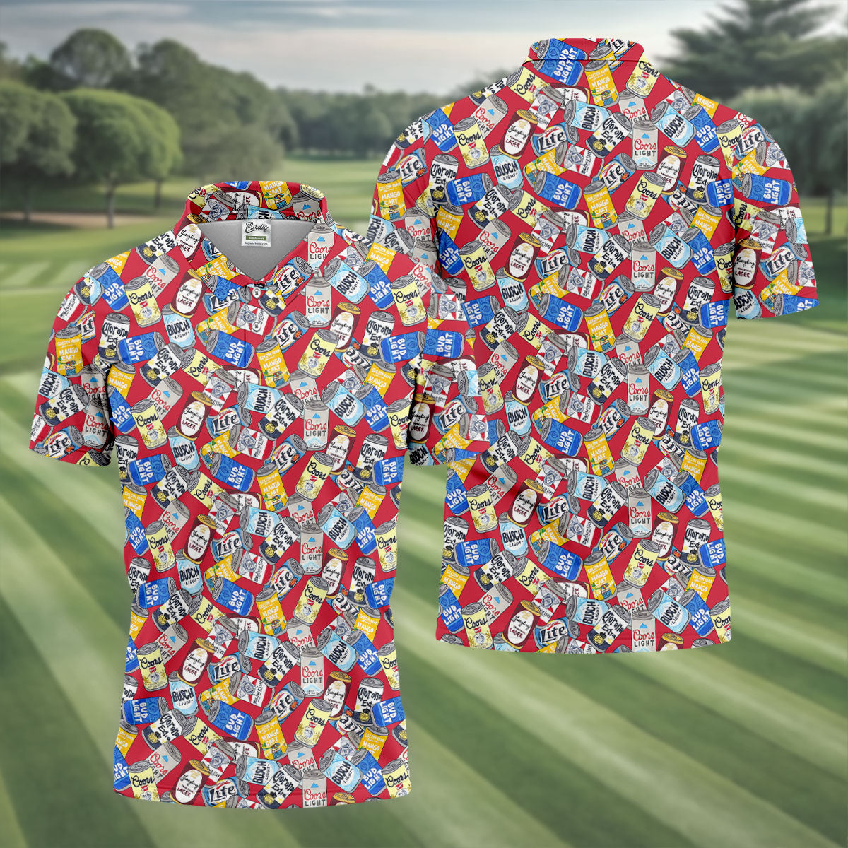 American Beer Cans Red Golf Shirt, Golf And Beer Polo ShirtFor Men, Golf Shirts For Men