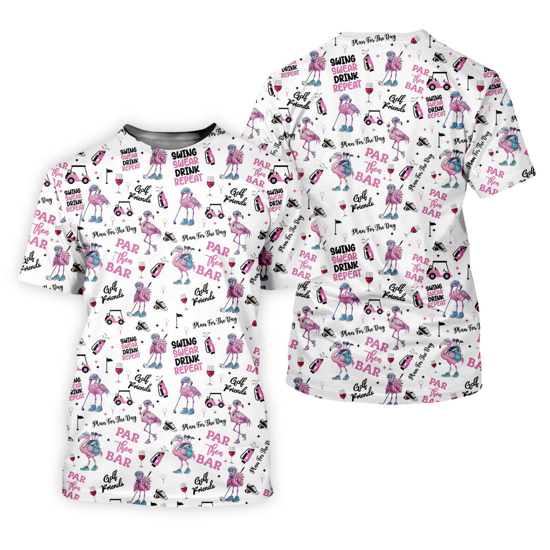 Par Then Bar Flamingo Funny Men Polo ShirtFun Golf Polos For Men, Golf Shirts, Dad Golf Gift