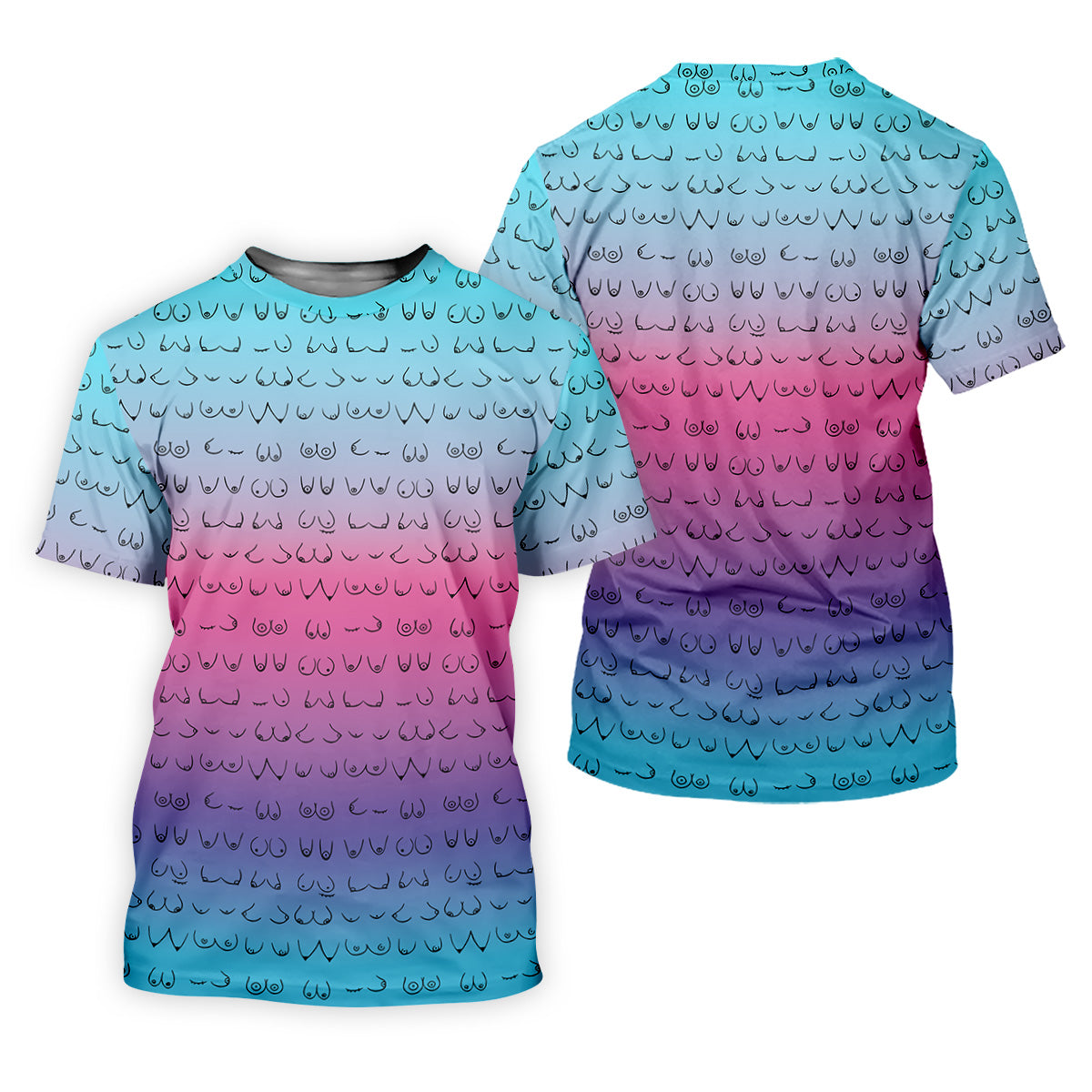 Blue Pink Ombre Mens Funny Golf Shirts , Fun Golf Shirts For Men, Men Golf Polo Shirtl Golf Gifts