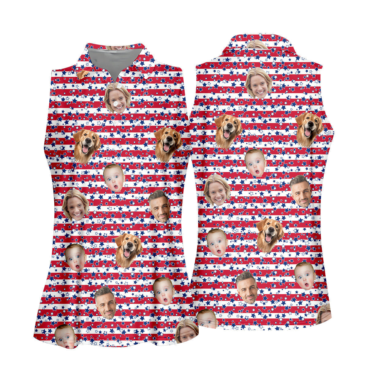 Custom Face Shirt, Personalized Dog Shirts, Golf Tops For Women, Family Portrait Golf Shirt, Patriotic Golf Polos, Long Sleeve Golf Shirts