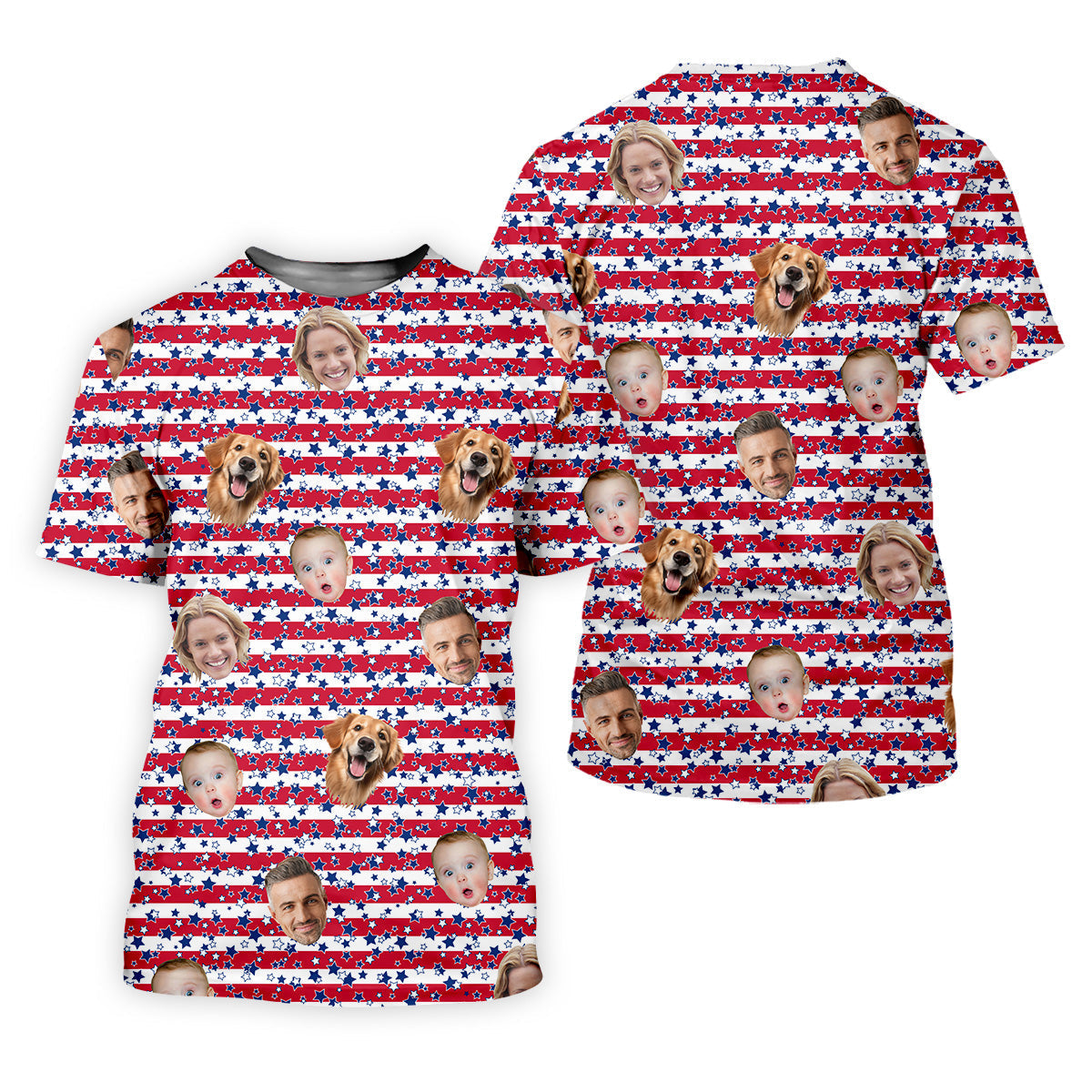 American Flag Golf Shirts, Custom Shirts With Faces, Men's Golf Polo ShirtMen's 4th Of July Shirts