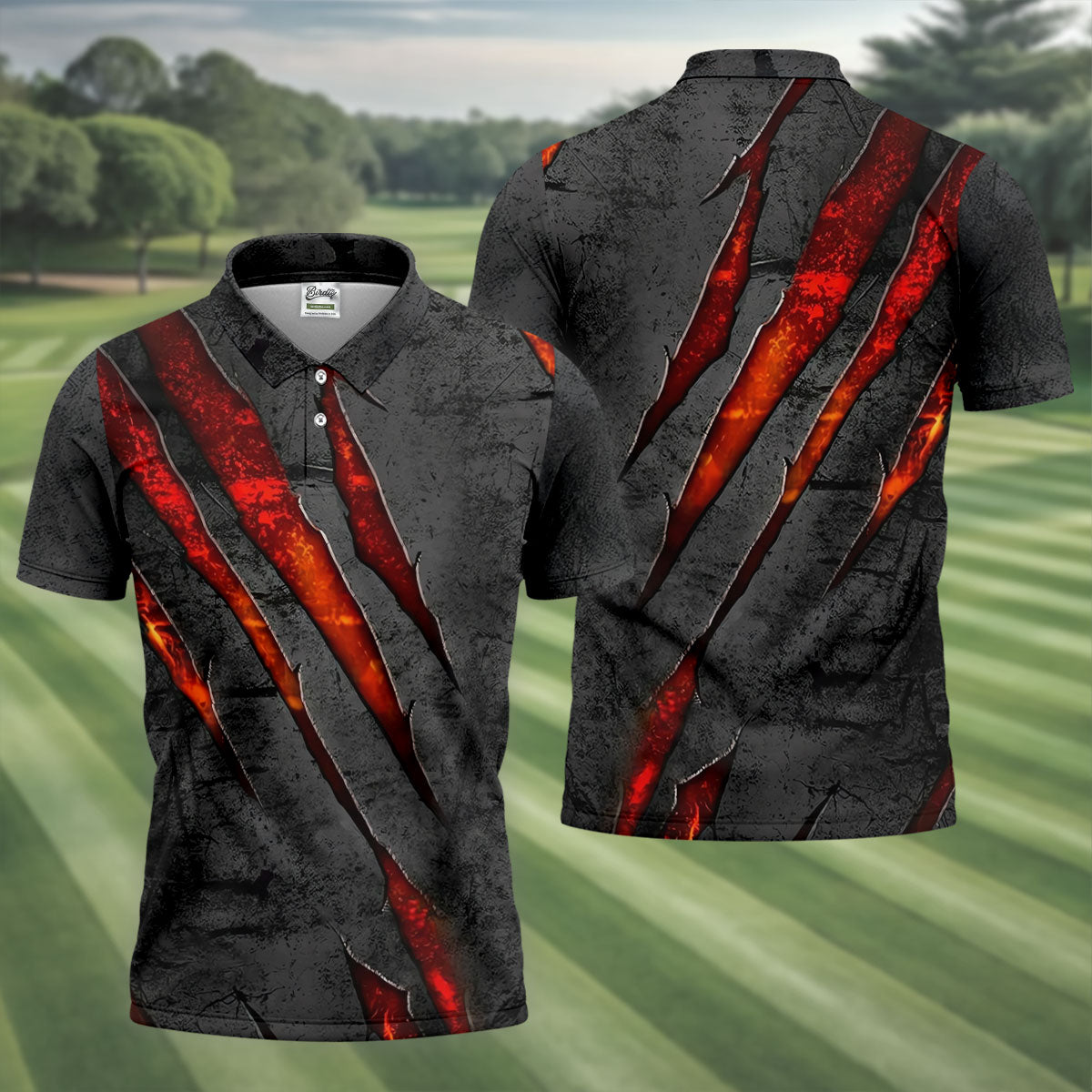 Red Claw Marks Hawaiian Golf Shirt, Scratch Print Men's Golf Shirt, Polo Shirts For Men