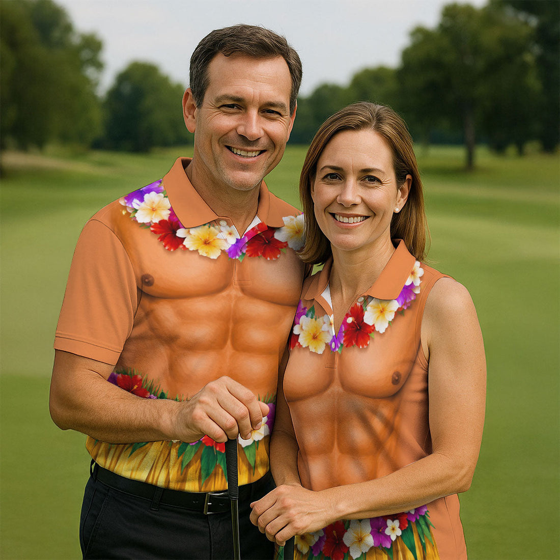 Funny Beach Body Golf Shirt, Hawaiian Luau Men's Golf Polo, Polo Shirts For Men